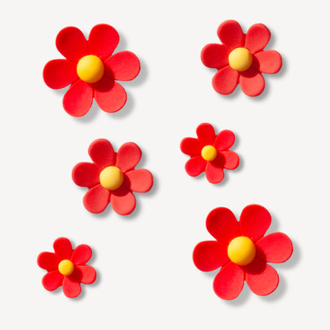 Red Multi Size Flowers Shoe Charms Set
