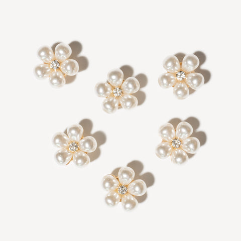Bling Pearl Flower Shoe Charms - Medium Flower