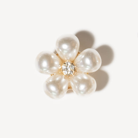 Bling Pearl Flower Shoe Charms - Medium Flower