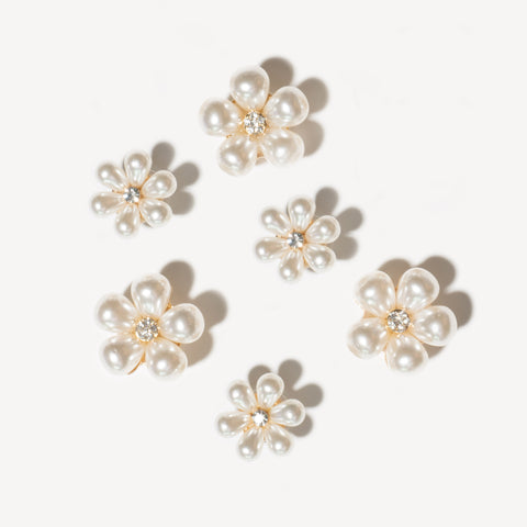 Bling Pearl Flower Shoe Charms Set - Mixed Size