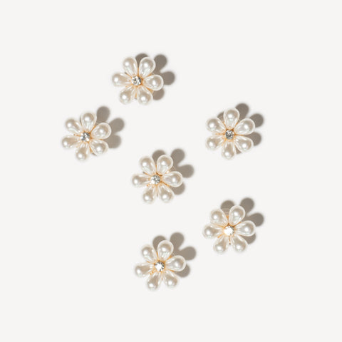 Bling Pearl Flower Shoe Charms - Small Flower