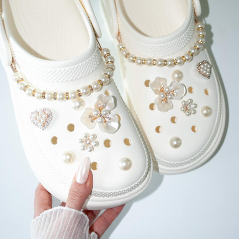 Pretty Pearl Flower Set of Shoe Charms