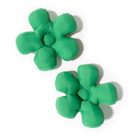 Pair of Plush Flower Shoe Charms in Green