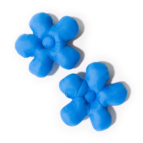Pair of Plush Flower Shoe Charms in Blue