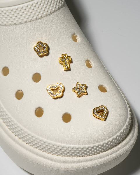 Heart Bling Rhinestone Decorative Shoe Charms in Gold