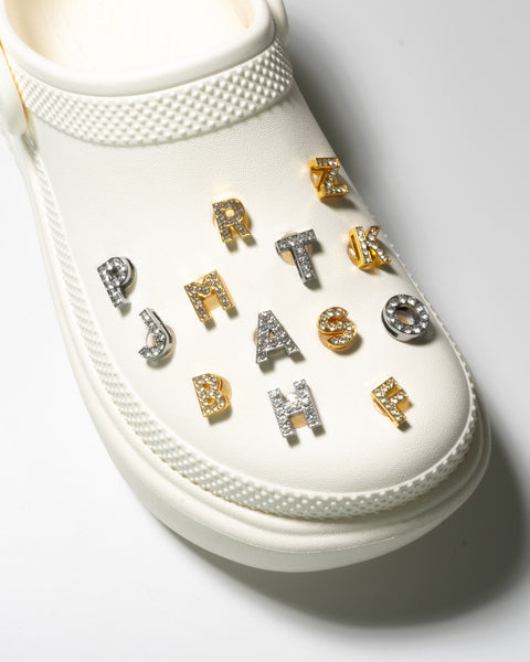 Bling Rhinestone Number Shoe Charms in Silver