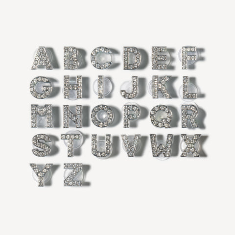 Bling Rhinestone Letter Shoe Charms in Silver or Gold
