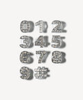 Bling Rhinestone Number Shoe Charms in Silver