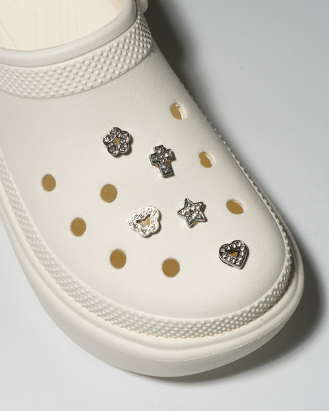 Heart Bling Rhinestone Decorative Shoe Charms in Silver
