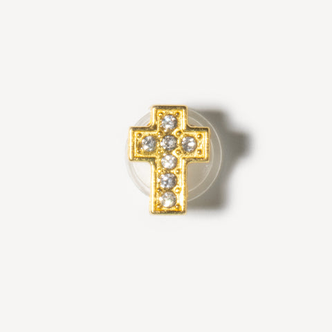 Cross Bling Rhinestone Decorative Shoe Charms in Gold