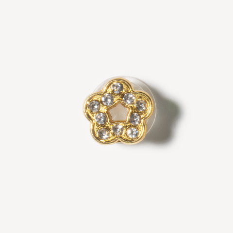 Flower Bling Rhinestone Decorative Shoe Charms in Gold