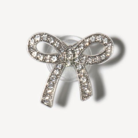 Bow Bling Rhinestone Decorative Shoe Charms in Silver