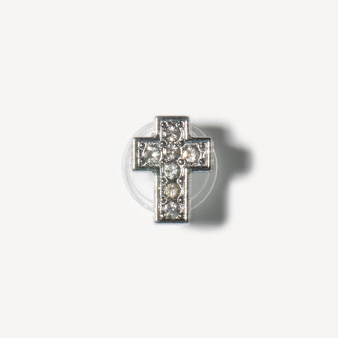Cross Bling Rhinestone Decorative Shoe Charms in Silver