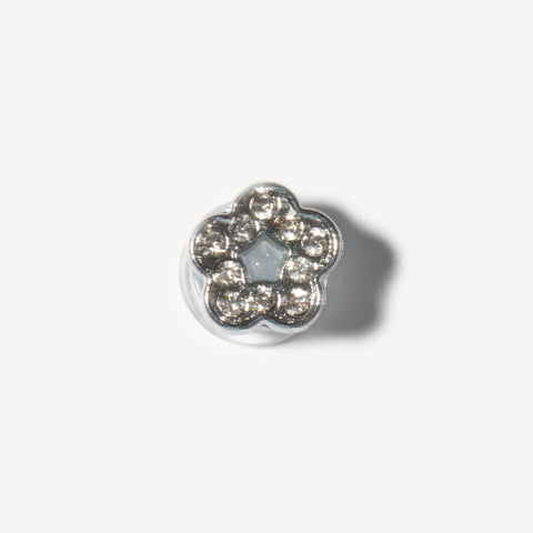Flower Bling Rhinestone Decorative Shoe Charms in Silver