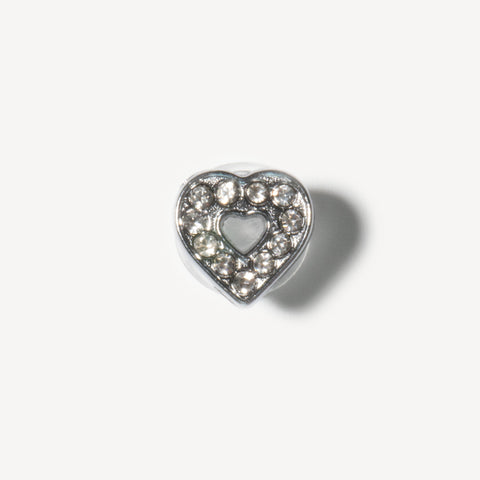 Heart Bling Rhinestone Decorative Shoe Charms in Silver