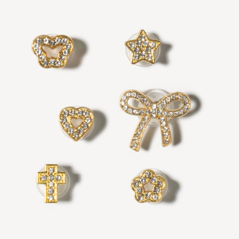 Heart Bling Rhinestone Decorative Shoe Charms in Gold