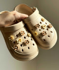 Small Brown & Cream Flower Shoe Charms Set