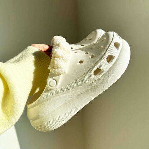 Pair of Teddy Boucle Fabric Strap Covers in Off-White