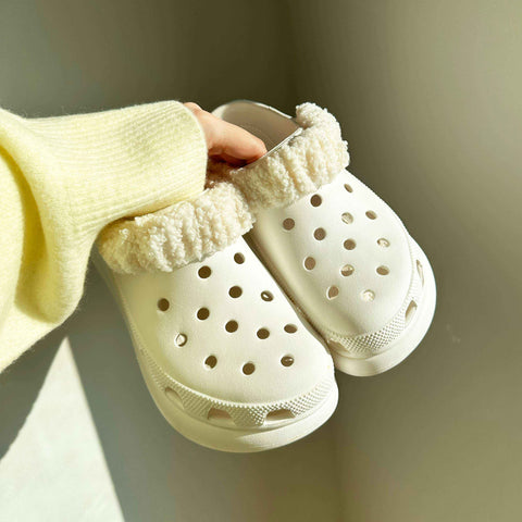 Pair of Teddy Boucle Fabric Strap Covers in Off-White
