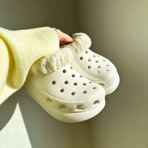 Pair of Teddy Boucle Fabric Strap Covers in Off-White